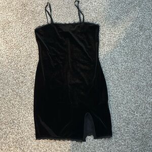 Forever 21 Black Velvet Fitted Mini Dress